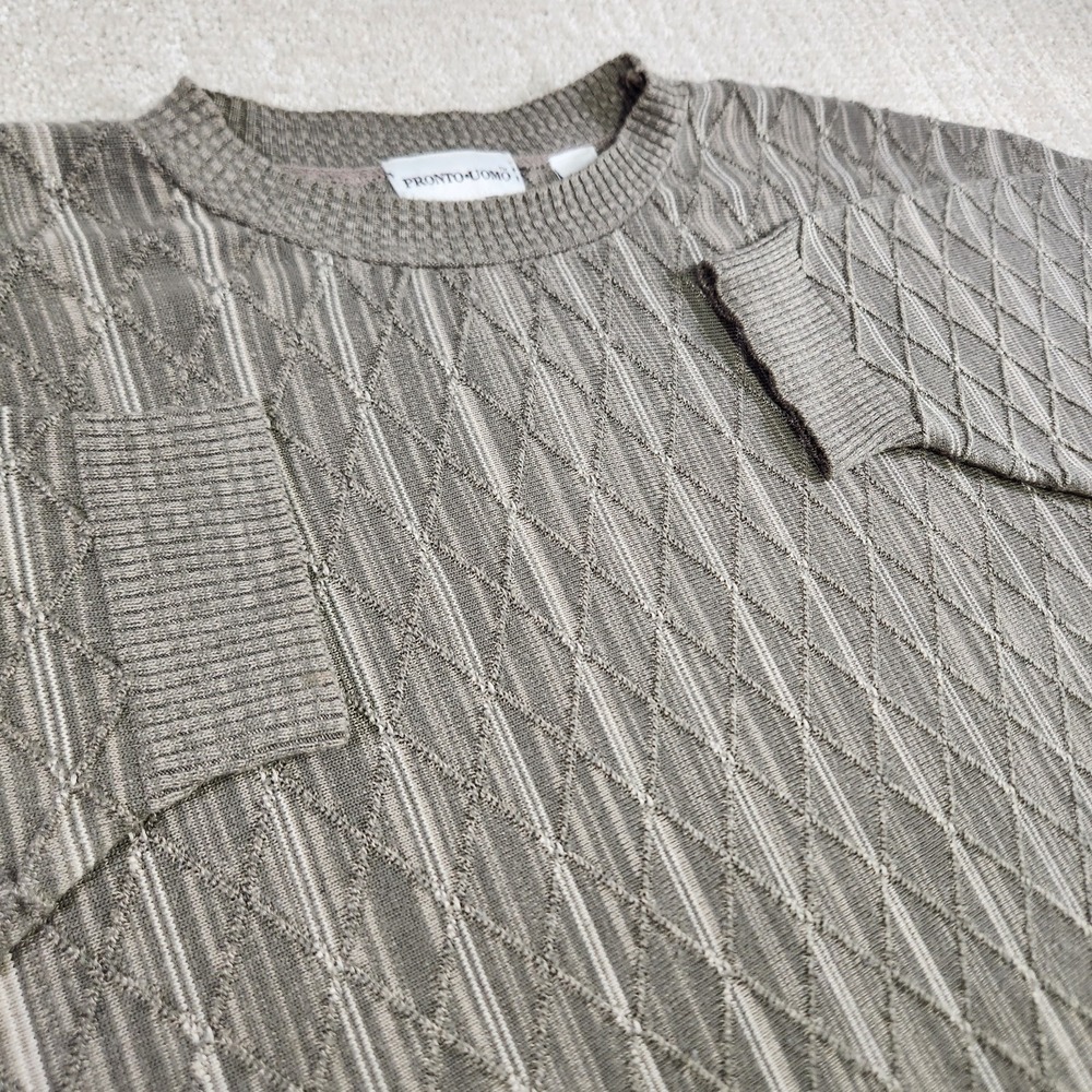 Grandpa Sweater Mens 2XLT Chunky 3D Knit Heavyweight USA Made Brown Earth Tone